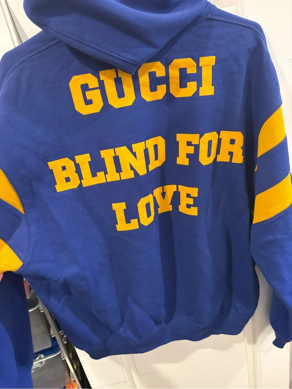 Gucci 25 Eschatology 1921 Graphic Hoodie Blue Yellow Loopback Cotton